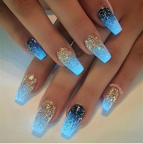 bright ombre nails with glitter